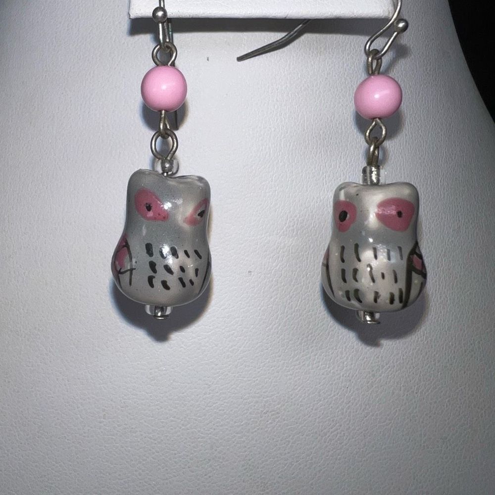 Hand Painted Owl Earrings